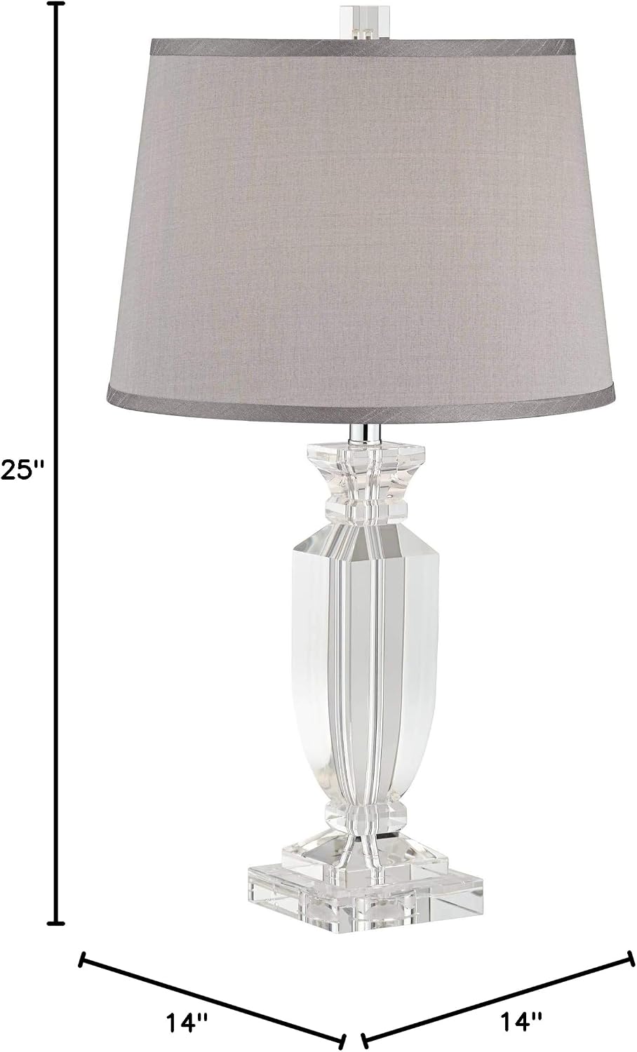 Vienna Full Spectrum Sherry 25' High Modern Table Lamp USB Dimmer Crystal Single Gray Shade Living Room Charging Bedroom Bedside Nightstand House Office Home Kitchen Entryway Console Family Dining