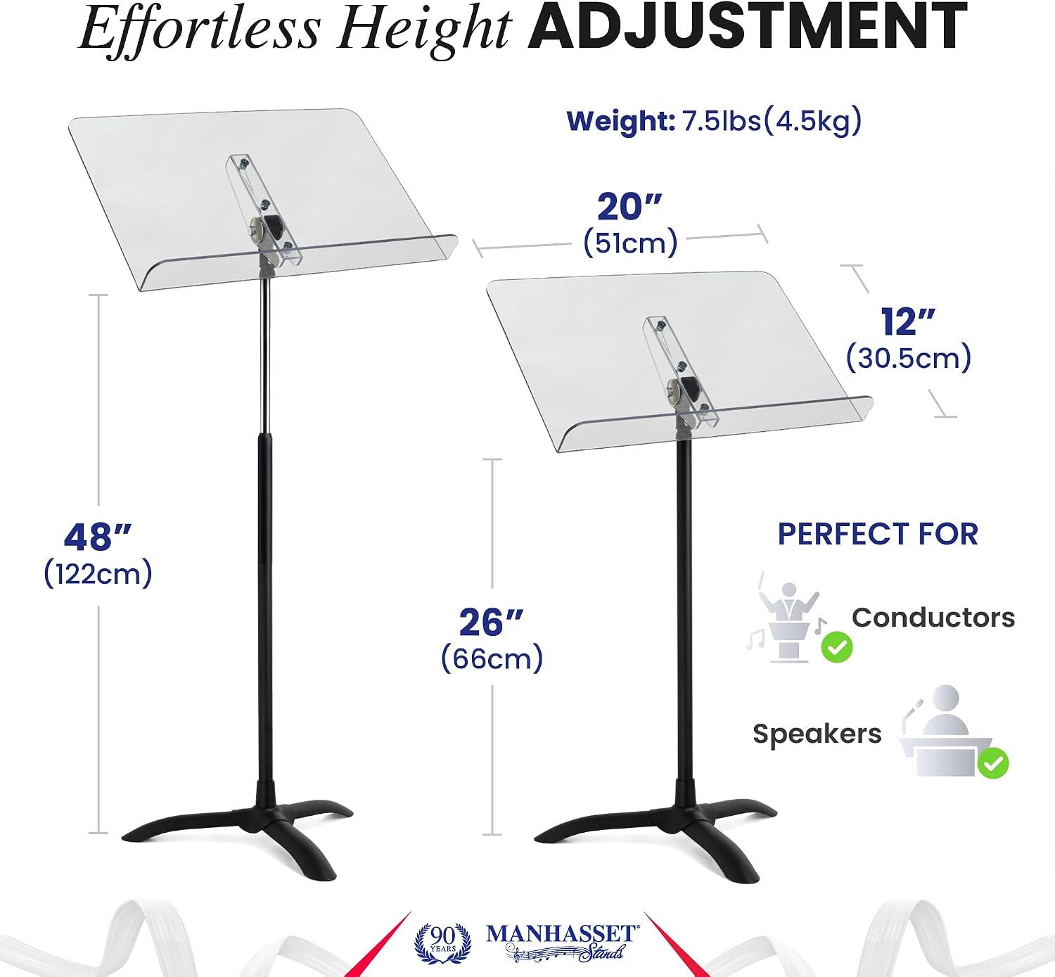 Manhasset Symphony 48 Clear Desk Stand Music (1SKB-CS22SKB)