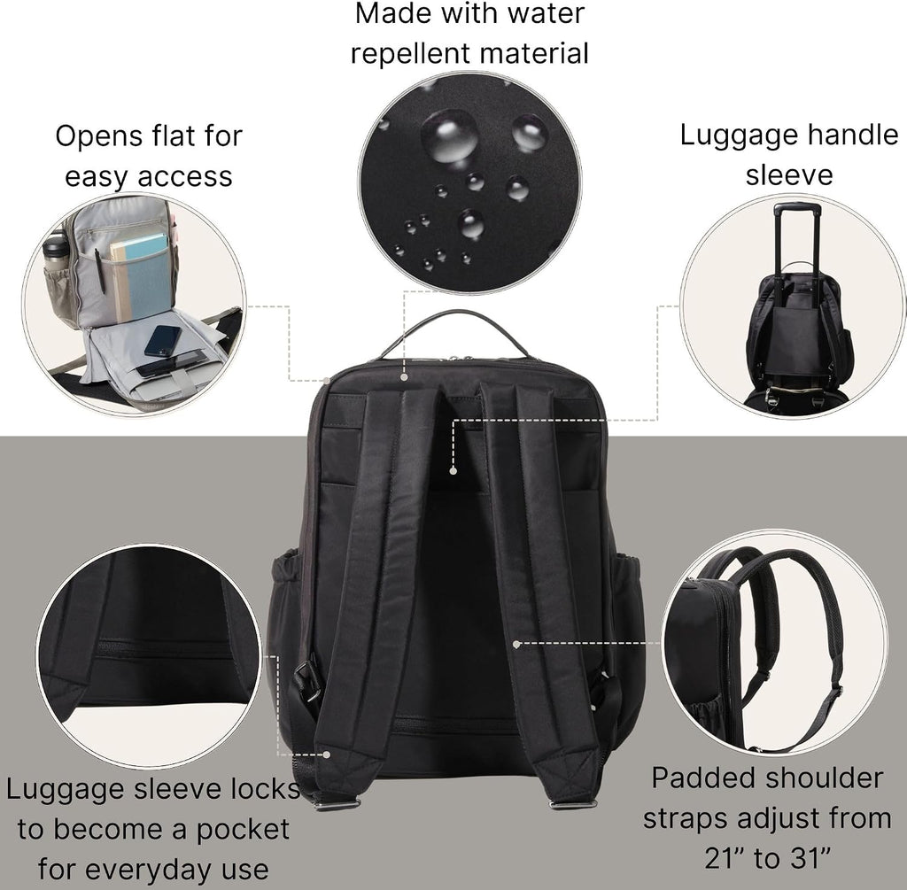 Baggallini Tribeca Expandable Laptop Backpack - 15'x11' Lightweight RFID Computer Bag for Work & Travel with Luggage Sleeve