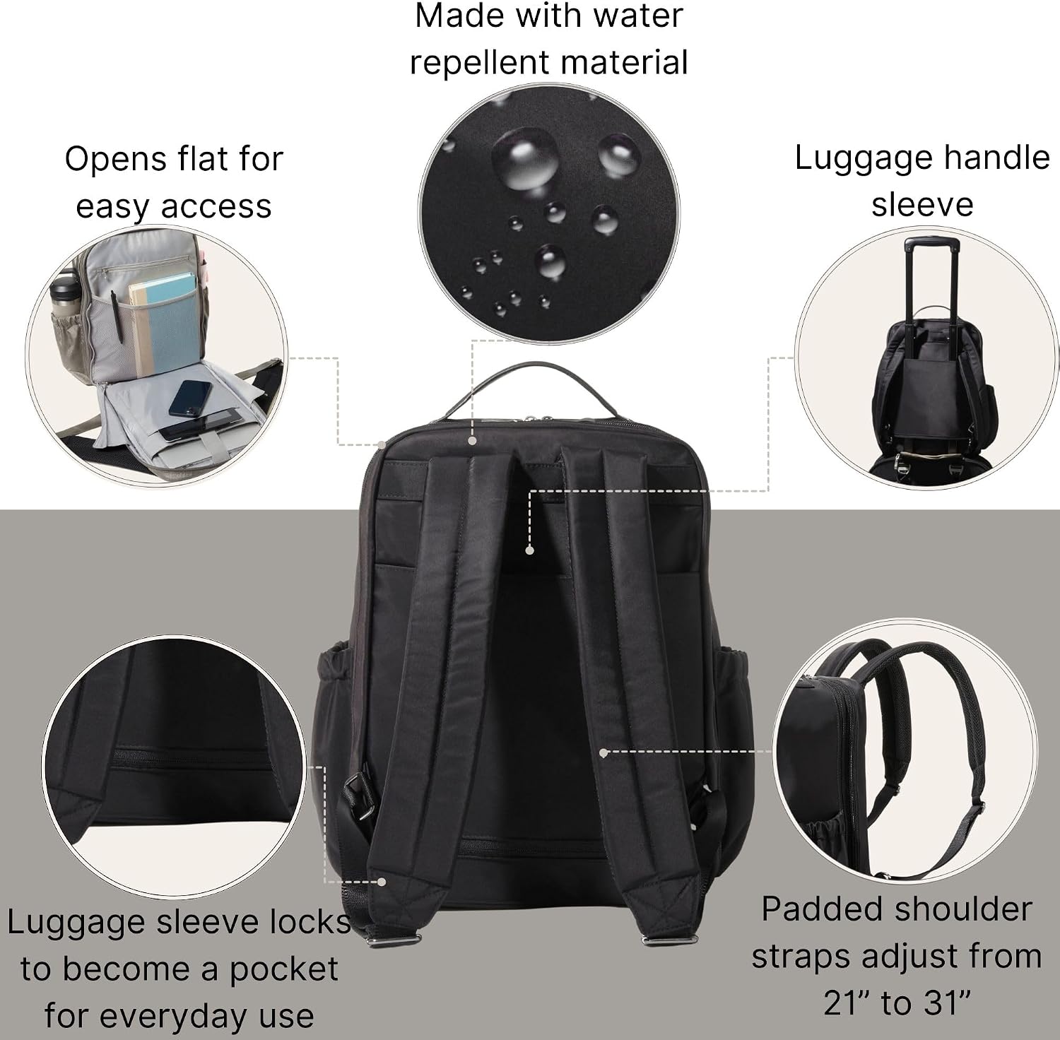 Baggallini Tribeca Expandable Laptop Backpack - 15'x11' Lightweight RFID Computer Bag for Work & Travel with Luggage Sleeve