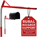 Rural Mailbox Support with Swinging Boom Arm Complete Kit, Box and Mounting Board Included, No Dig Mailbox Post, Galvanized Steel Post, Ideal for Rural and Residential, Made in USA (Red, Medium)