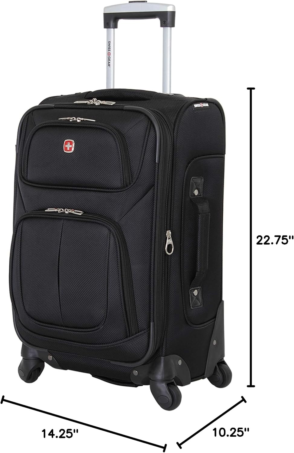 SWISSGEAR Sion Softside Expandable Spinner Luggage Durable Lightweight Travel Suitcase, Black, Carry-On