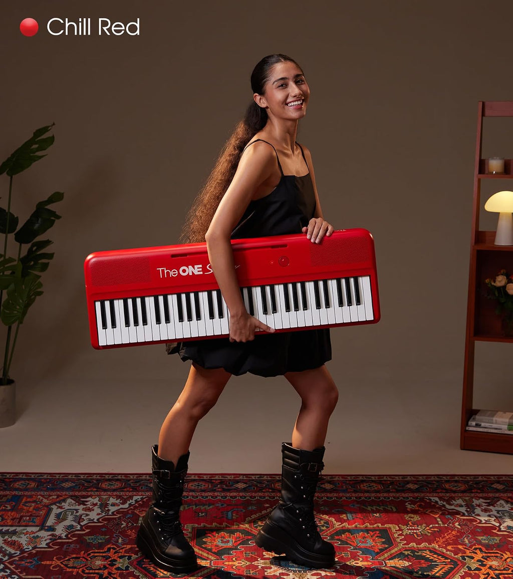 The ONE Keyboard Piano Sing, 61 Keys Piano Keyboard For Singing & Practice with Bluetooth, Sheet Music Stand and Huge Library of Songs for Sing-Along, Electric Piano For Music Lover & Beginner (Red)