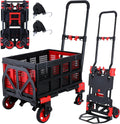 2-in-1Hand Truck Dolly Foldable with Folding Basket,330LBS Capacity Handtruck,Hand Truck Foldable Dolly with 4 Wheels,Dolly Cart with Retractable Handle,Folding Hand Cart for Moving