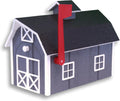 Deluxe Wooden Mailbox, Post Mount, Dutch Barn Style (Dark Gray and White)