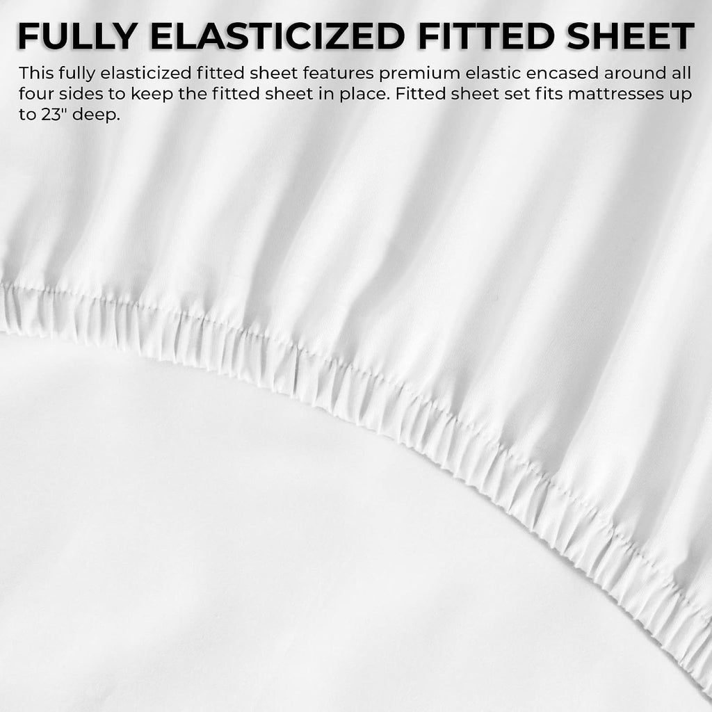 Tribeca Living California King Bed Sheet Set, Soft Egyptian Cotton Sateen Solid Sheets and Pillowcase Set, Deep Pocket, 500 Thread Count, 4-Piece Luxury Bedding, Midnight Blue