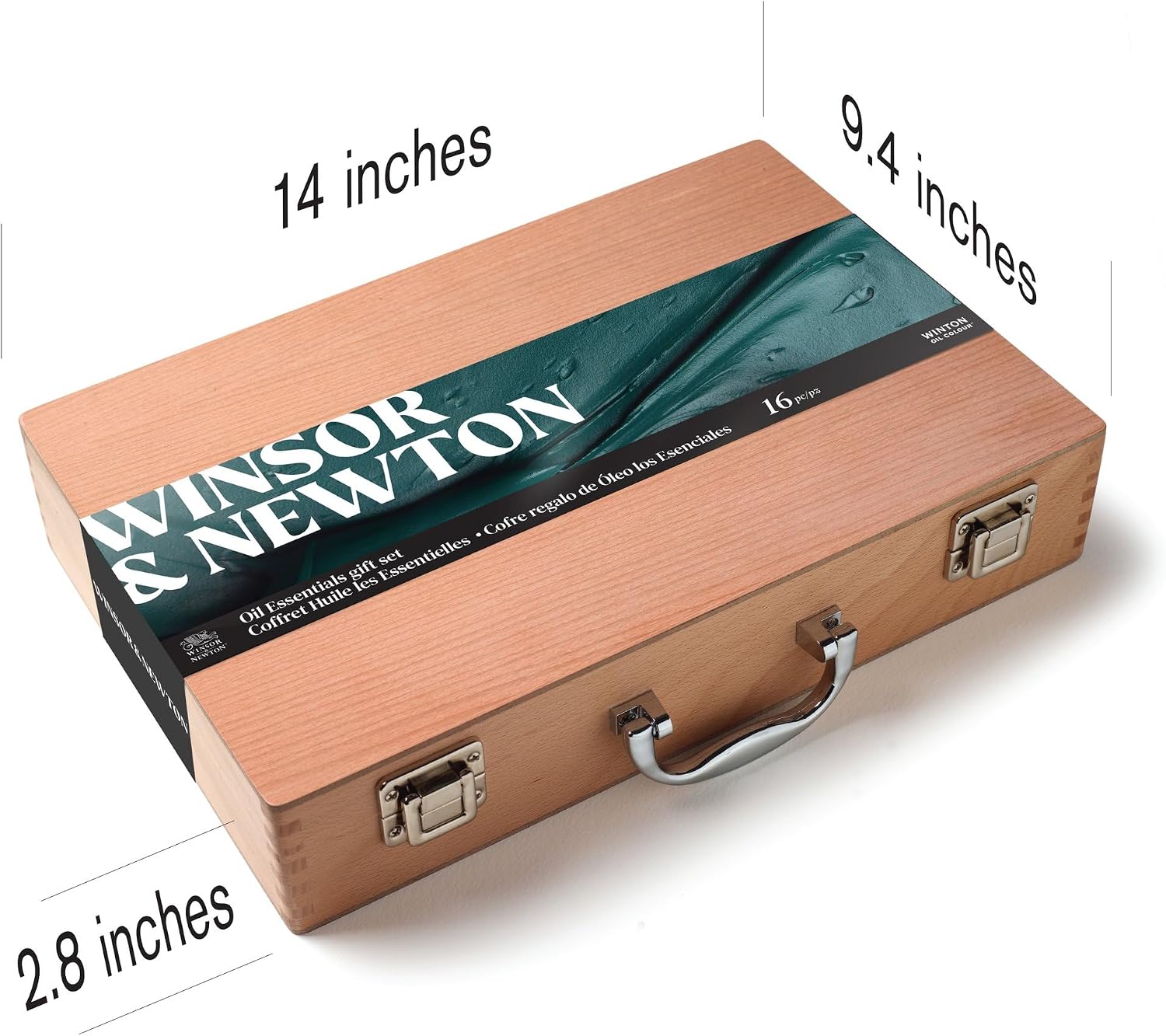 Winsor & Newton Winton Oil Colour, Wooden Paint Set 8 x 37ml Tubes (includes Liquin, Sansodor, 2 Brushes, Knife, Cloth, Godet)