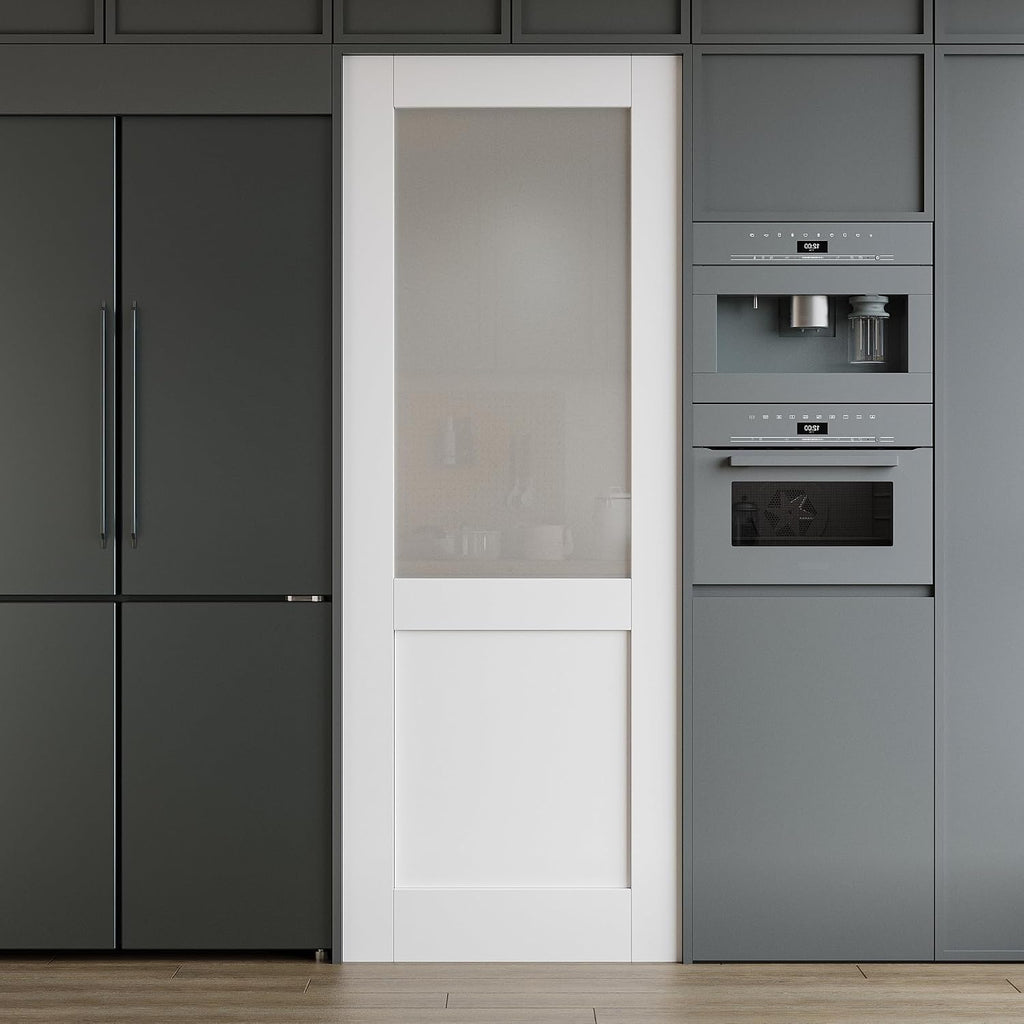 28 x 80 Interior Door Slab, Glass Door, Room Doors with Frosted Glass, Solid Core Prebuilt Panel, Paintable Sinlge French Pantry Doors, Privacy Protected