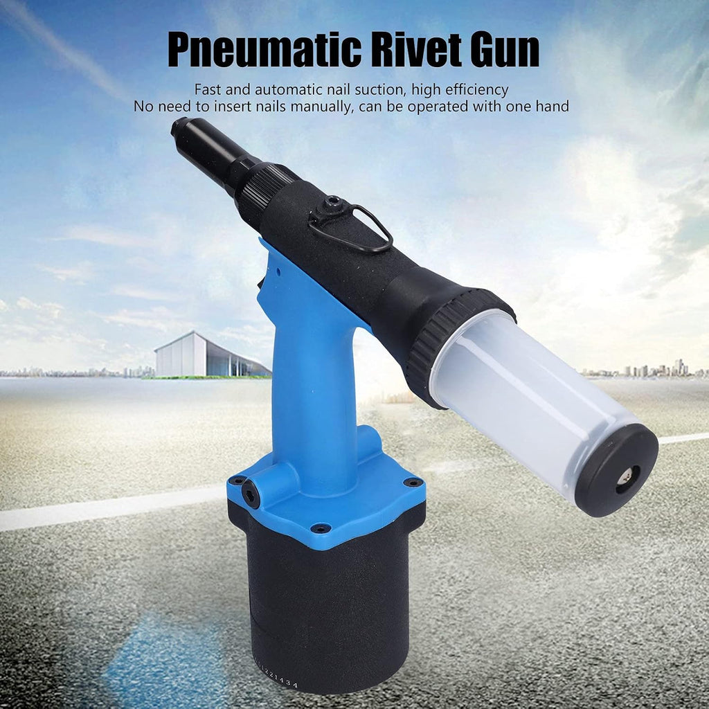 Pneumatic Rivet Gun, Air Riveter with 18.0KN Pulling Force, 2.4‑4.8mm Capacity Hydraulic Air Riveting Tool for Industrial Use, Easy Oil Fill and Universal Joint Design