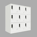MECOLOR- Living Room Storage Cabinet with 9 Doors, Office Filing Storage Cabinet Locker with Organizers, H 36.4' Full White Steel cabinets (9D, Full White)