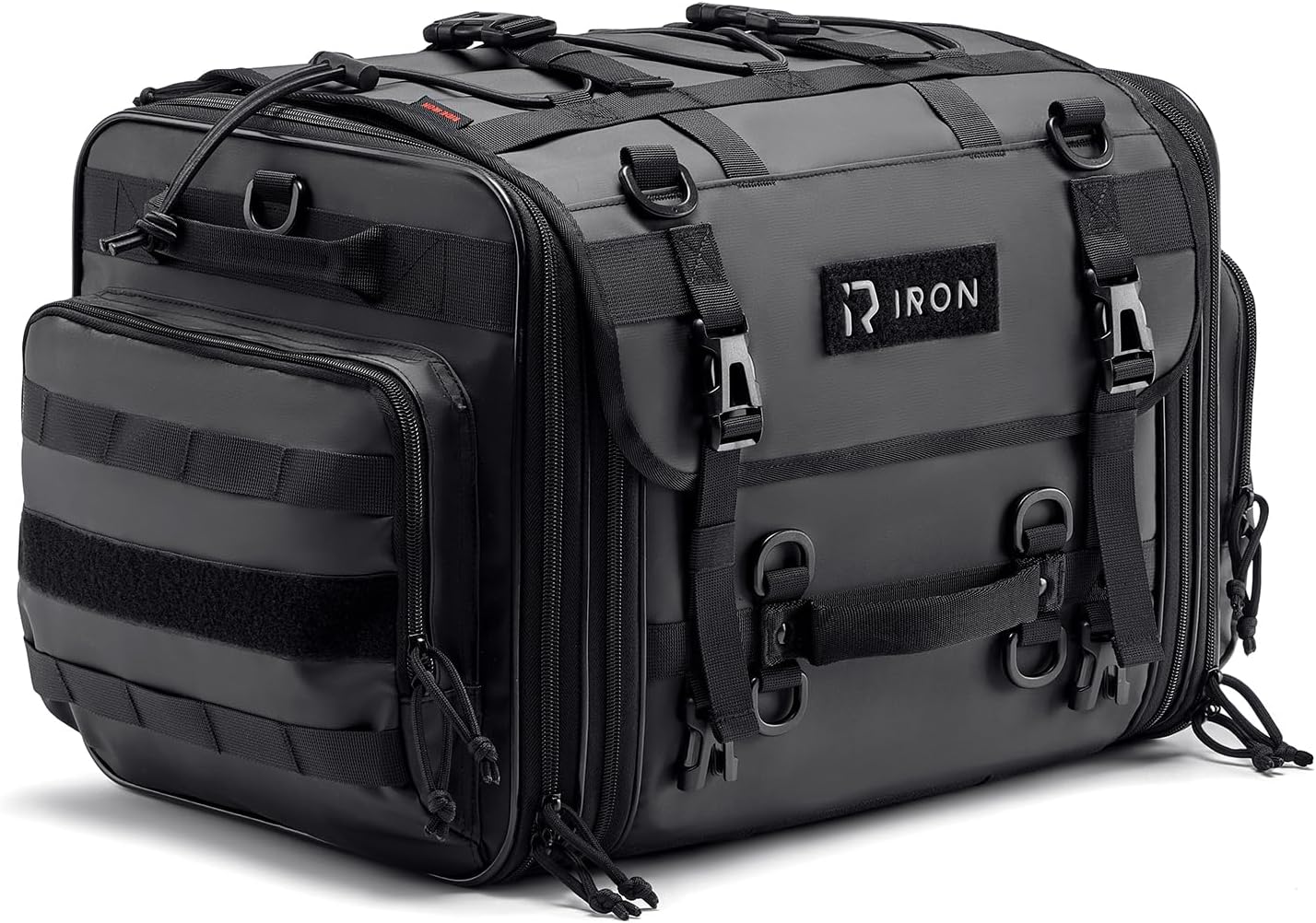 RIDEIRON Motorcycle Tail Bag, Expandable Motorcycle Travel Luggage Bags 40L-60L, Waterproof Rear Rack Trunk with Rain Cover and Sissy Bar Straps