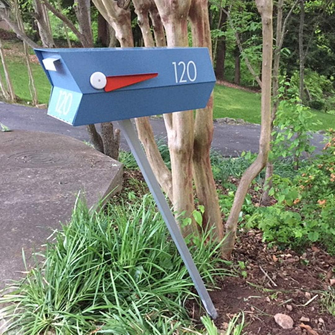 modbox USA Mid-Century Modern Curbside Mailbox | Solid Color (Satin Blue)