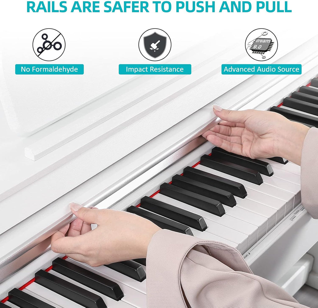 Digital Piano, 88 Key Weighted Keyboard Piano, Full-size Electric Piano Keyboard with Sheet Music Stand, Triple Pedal, Power Adapter, Supports USB-MIDI Connecting (White)