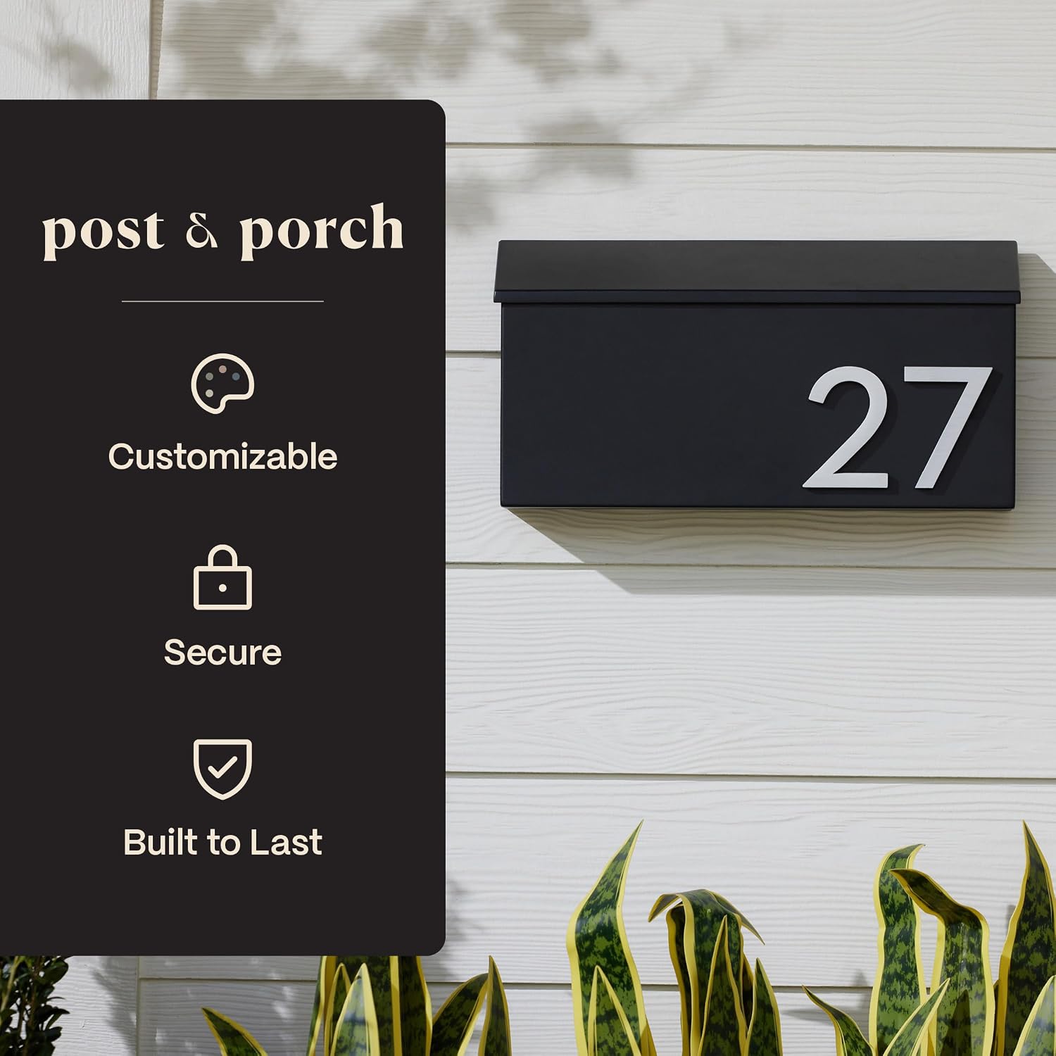 post & porch The OG Mailbox | Wall Mounted Mailbox | Black/Brown/White/Grey, 1 Size, Weatherproof Mail Box for Outside | Customizable (White)