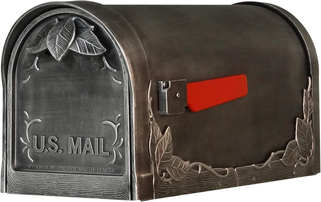 Special Lite Floral Curbside Mailbox - Swedish Silver Cast Aluminum Mailbox for Post Mount - SCF-1003-SW