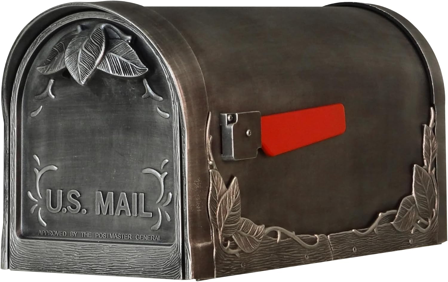 Special Lite Floral Curbside Mailbox - Swedish Silver Cast Aluminum Mailbox for Post Mount - SCF-1003-SW