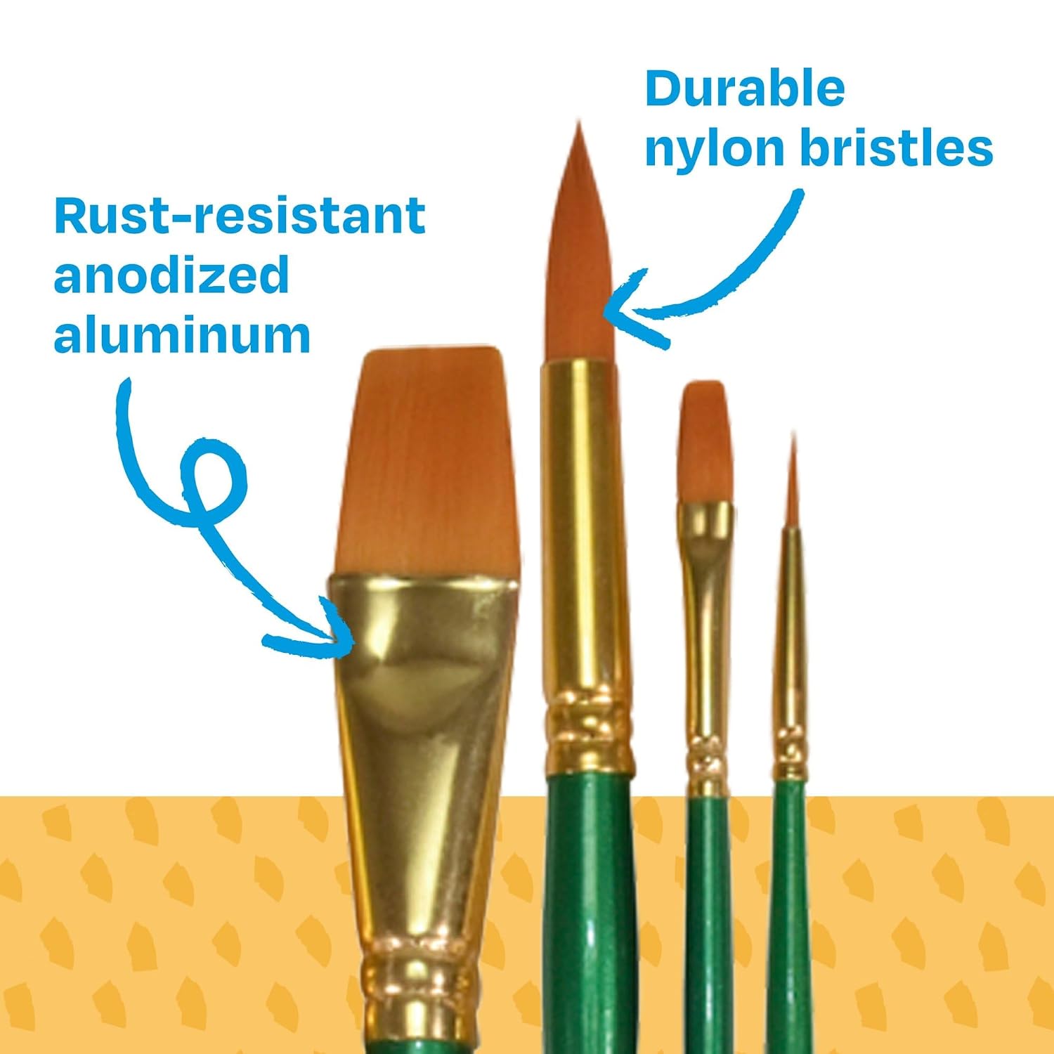 Sax Optimum Golden Synthetic Taklon Paint Brushes, Assorted Sizes, Set of 72 - 404637
