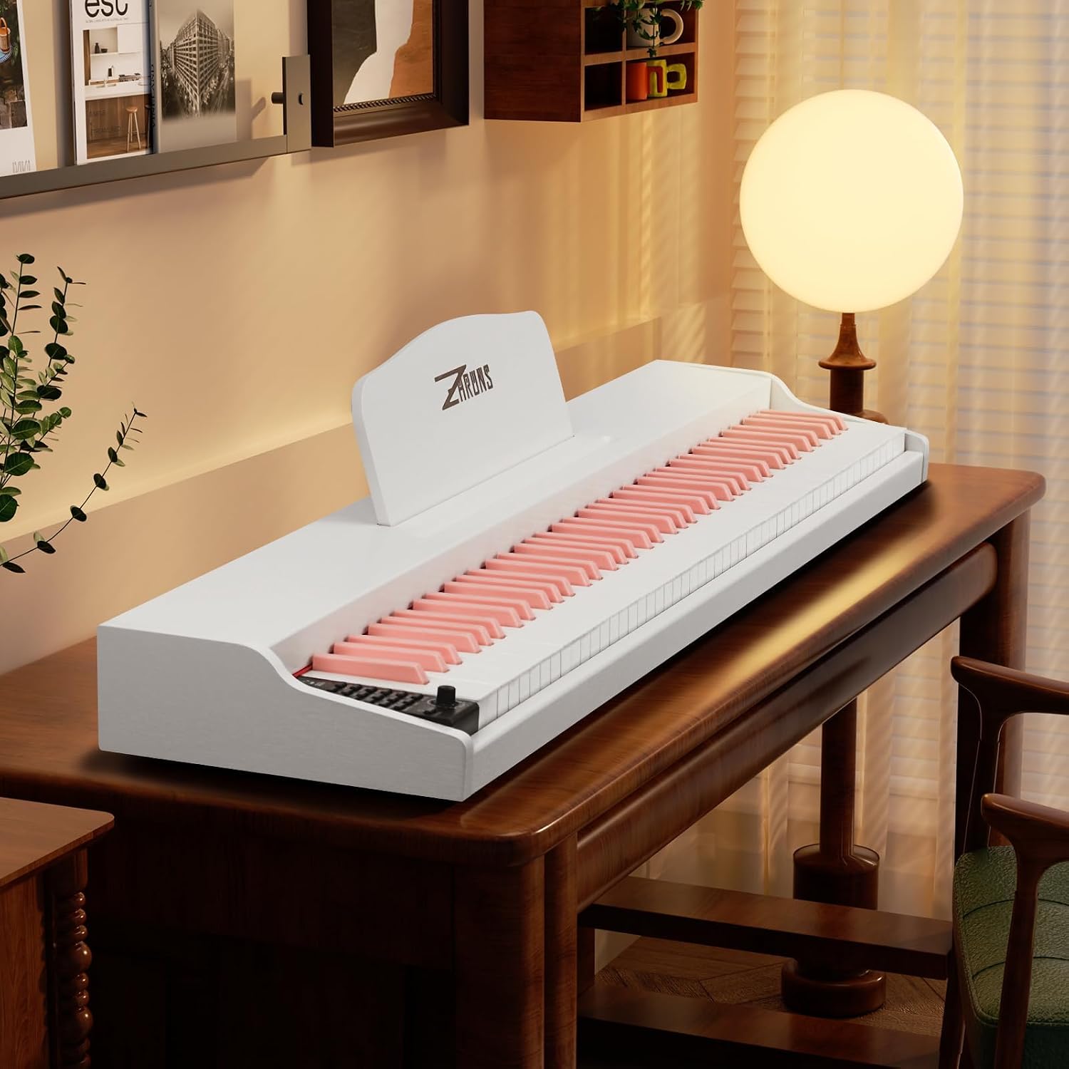 Digital Piano 88 Key Weighted, Full Size Keyboard Piano Set with Sheet Music Stand,Pedal,Power Adapter, for Beginners,White Pink (Keyboard Only)