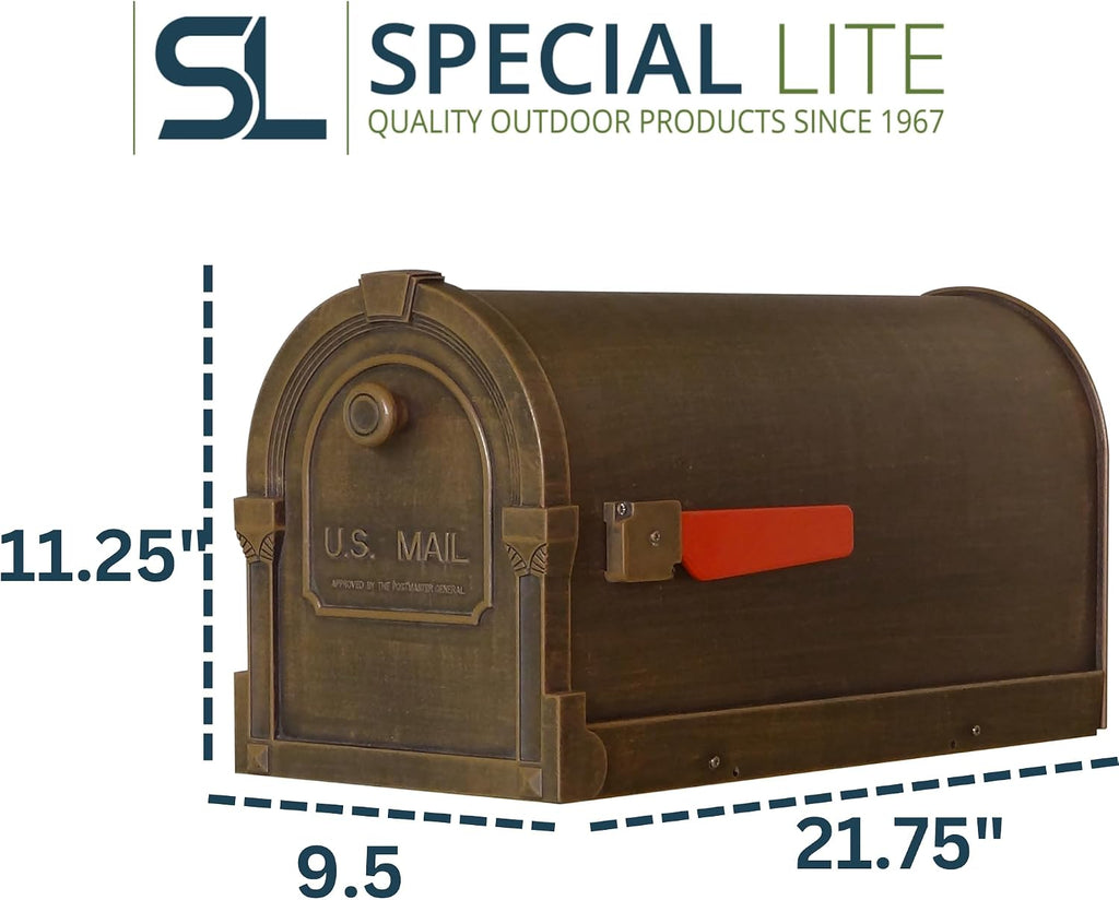 Special Lite Savannah Curbside Mailbox - Copper Aluminum Mailbox for Post Mount - SCS-1014-CP