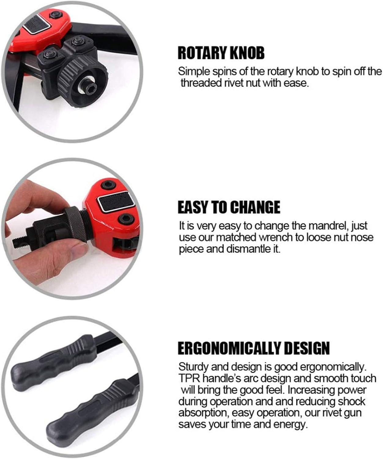 11' Rivet Gun Set, Hand Rivet Nut Gun Rivet Nut Thread Setter Kit Riveting Tools with M3- M12 Nut Setting System for Metal, Wooden And Plastic