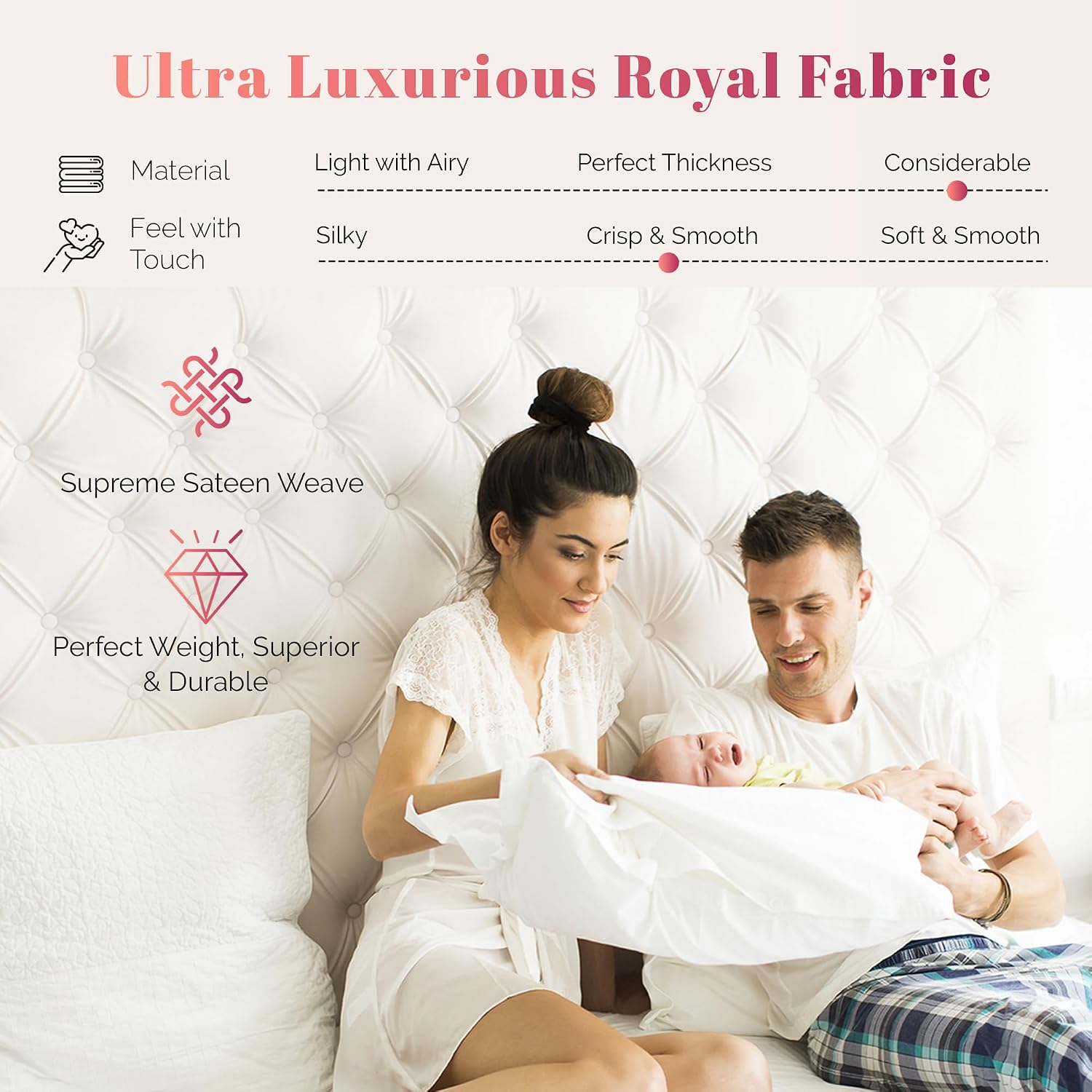 100% Egyptian Cotton Split King Sheets Sets for Adjustable Bed - Luxury 1000 Series Majestic Collection Top Split King Sheet Set (5 PC, White), 17' Deep Pocket, Cooling, Sateen Bedding