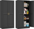 60' Tall Metal Pantry Cabinet, Black Kitchen Pantry Storage Cabinet with Doors and 3 Adjustable Shelves, Cupboard for Kitchen, Dining Room, Living Room, Bathroom