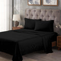 Superior Egyptian Cotton 300 Thread Count Bed Sheet Set, 2 Elastic Deep Pocket Fitted Sheets, 1 Flat Sheet, 2 Pillowcases, Daily Soft Sheets, Luxury, Plush, Home Essentials, Split King, Black
