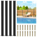 5 Feet Aluminium Alloy Fence Post, Matte Black Metal Wood Fence Column for Outdoor Privacy Panels(4 Pack Line Post)