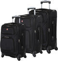 SWISSGEAR Sion Softside Expandable Spinner Luggage Durable Lightweight Travel Suitcase, Black, 3-Piece Set (Carry-On/Medium/Large)