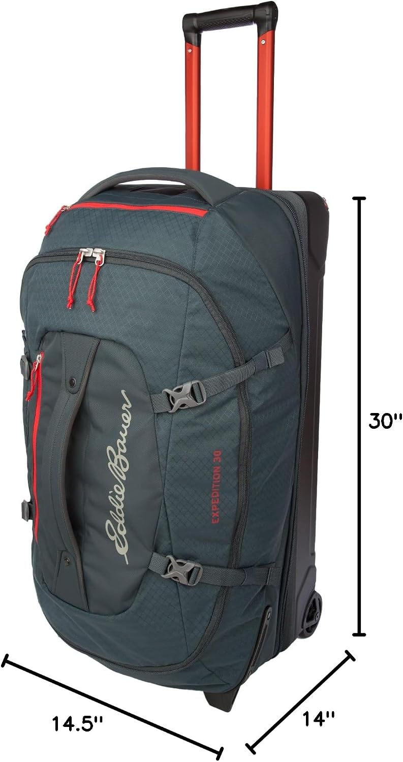 Eddie Bauer Expedition Rolling Duffel Bag with Wheels | Travel | Check-In | Luggage | Rugged | Durable - Storm, 30'