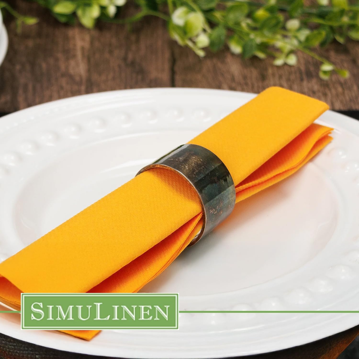 Simulinen Colored Disposable Dinner Napkins - Decorative, Linen-Feel, Elegant & Cloth-Like - Sunshine - Absorbent & Durable - Weddings, Parties and Holidays! - Perfect Size: 16''x16'' Box of 300