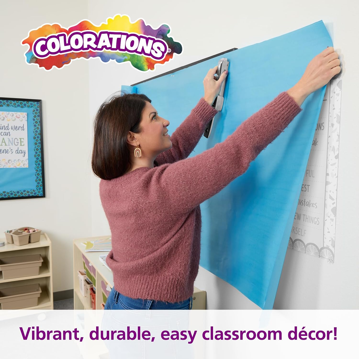 Colorations Arts and Crafts Paper Roll - 36' x 1000', Sky Blue, Dual Surface, Markers, Finger Paints, Painting, Watercolors, Acrylic Paints, Wall Art, Bulletin Board Paper, Kids Crafts (Item # DSSB)
