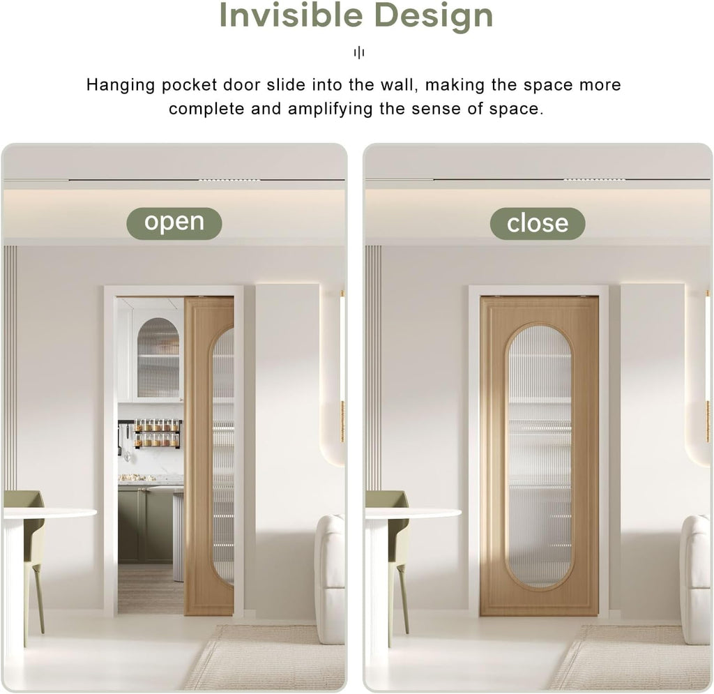 EaseLife 32x84in Pocket Door Frame Kit with Two-Way Soft Close Mechanism for 2X4 Studs Wall,Sliding Hardware for 24'-32' Wide Door,Aluminum,Slide Smoothly Quietly,Easy Install,No Door (32in x 84in)