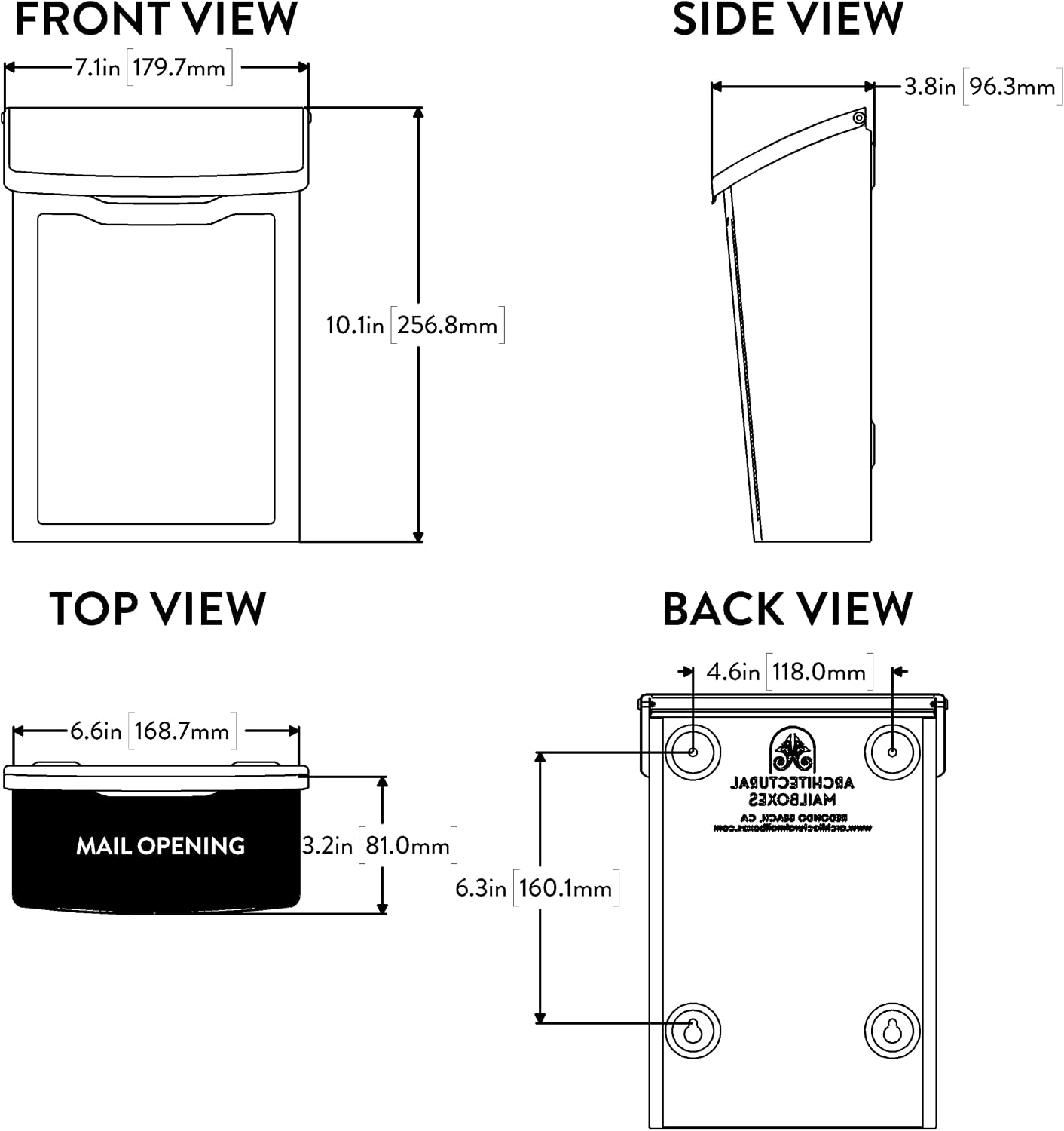 Architectural Mailboxes 2681B Black Marina Wall Mount Mailbox, Small (Pack of 10)