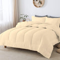 5 PC Straight Line Pattern Comforter Set Premium Super Soft 600 GSM All Season | 1000 Thread Count | 100% Egyptian Cotton ( Full/Queen Size, Ivory Color)