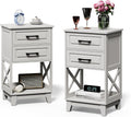 May in Color Nightstand Set of 2, 30' Tall Side Table with 2 Drawers and Open Shelf, Bedside Table with Solid Feet, Modern Night Stand End Table for Bedroom, Home Office, White