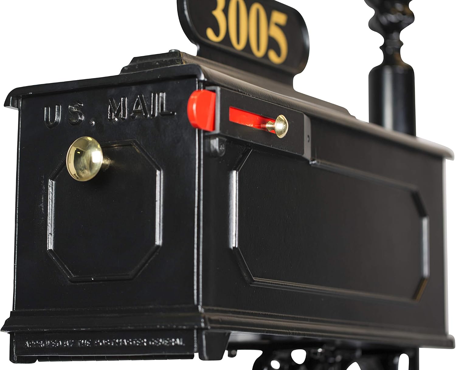 Emerson Black Mailbox with Address Plaque, Flag, and Numbers Included Complete Luxury Mailbox and Post Combo Kit (Emerson)