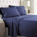 Split-Queen Sheets for Adjustable Bed Super Soft 1800-TC Heavy Egyptian Cotton 5-Piece Sheets Set Fits 7-9' Fully Elastic Deep Pocket (Solid, Navy Blue)