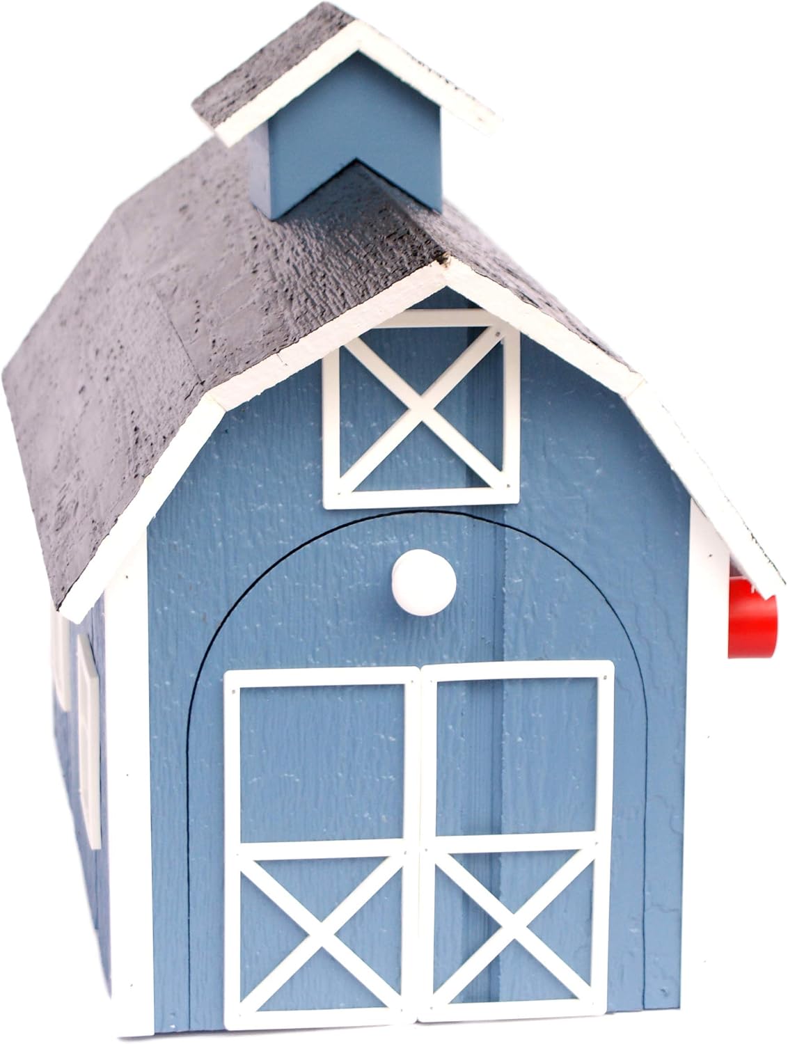 Deluxe Wooden Mailbox, Dutch Barn Style (Country Blue with White Trim)