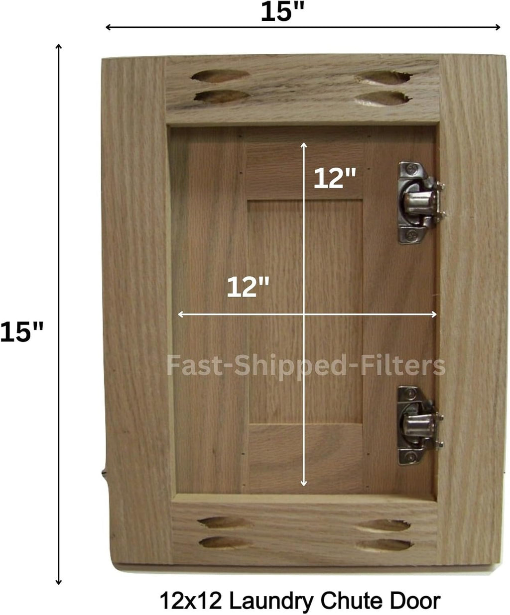 Fast-Shipped-Filters 12x12 Laundry Clothes Chute Door - Oak Framed Shaker Unfinished Soft Close Cabinet Hinges