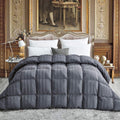 Luxurious Goose Down Comforter Duvet Insert, California King Gray Stripe Design, 1200 Thread Count 100% Egyptian Cotton, 750+ Fill Power, 65 oz Fill Weight