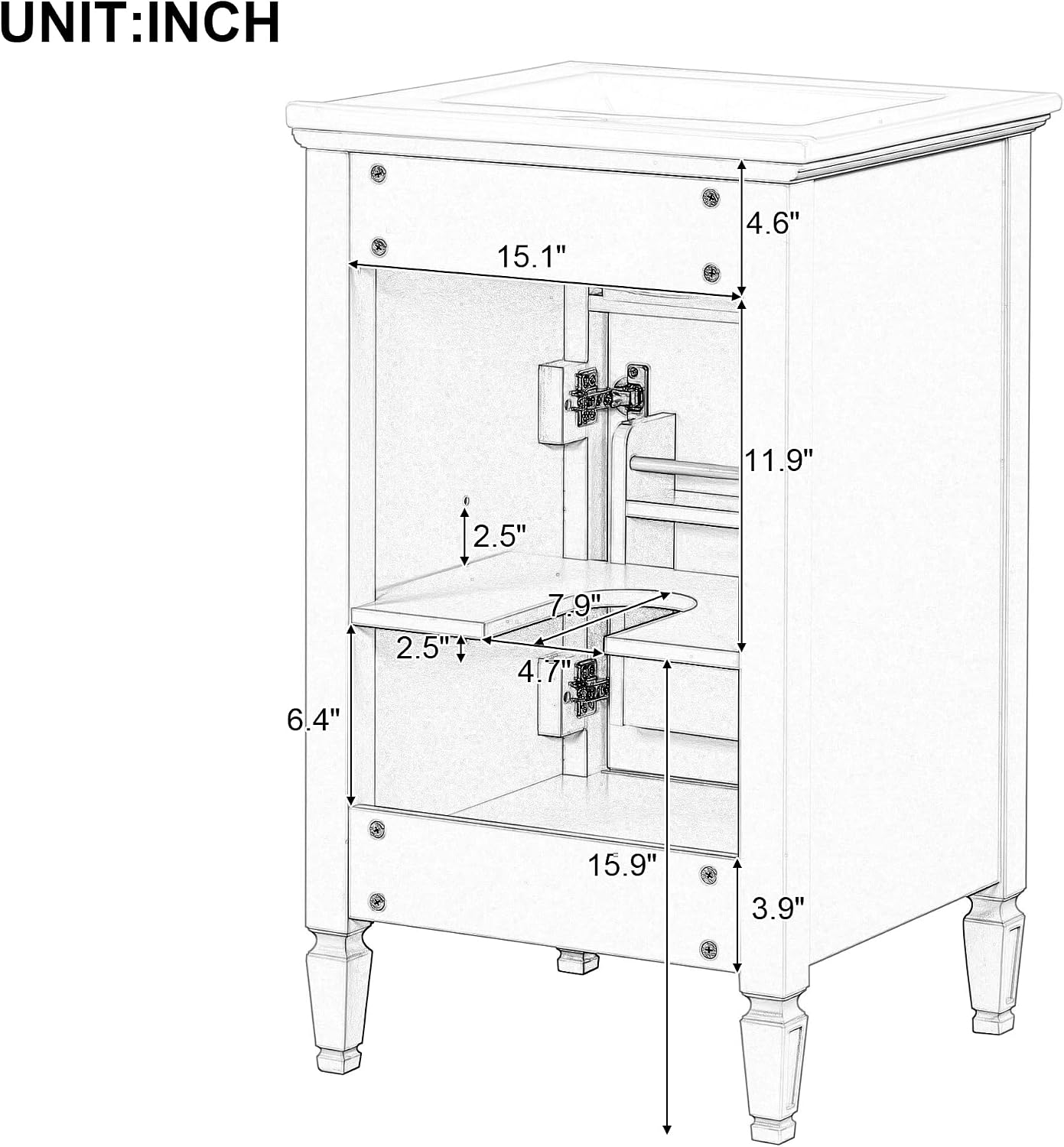 Harper & Bright Designs 20' Bathroom Vanity with Sink, Free Standing Vanity Set with Tip-Out Drawer, Storage Racks, and Adjustable Shelf, Wood Bathroom Cabinet with Ceramic Basin for Bathroom, Black