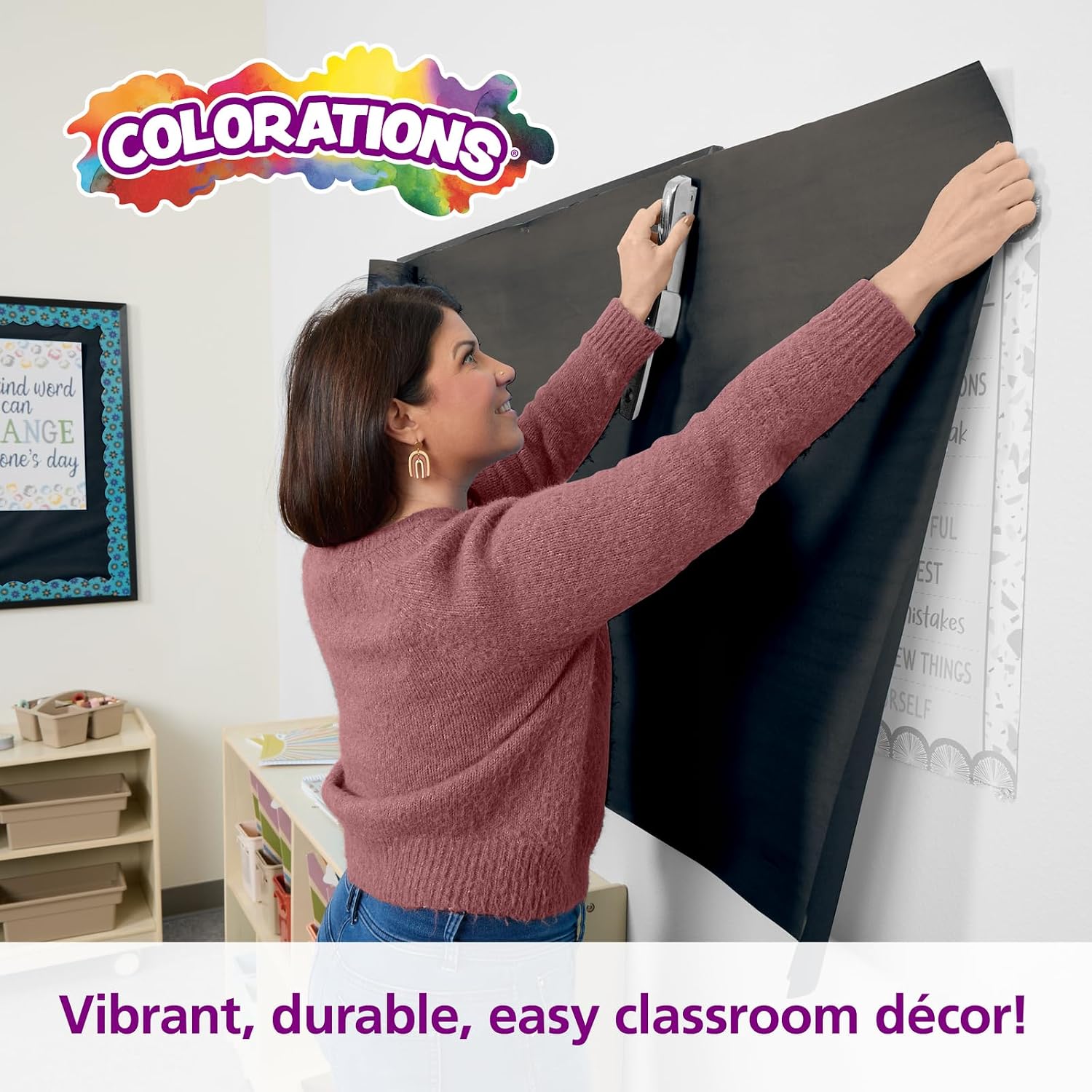 Colorations Dual Surface Paper Roll Classroom Supplies for Arts and Crafts Black (36' x 1000') (Item # DSBK)