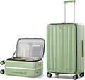 Hanke 26 Inch Large checked Luggage PC Hard Shell luggage Top Opening Aluminum Frame Travel Luggage Suitcases with Wheels for Woman Men.(Bamboo Green)
