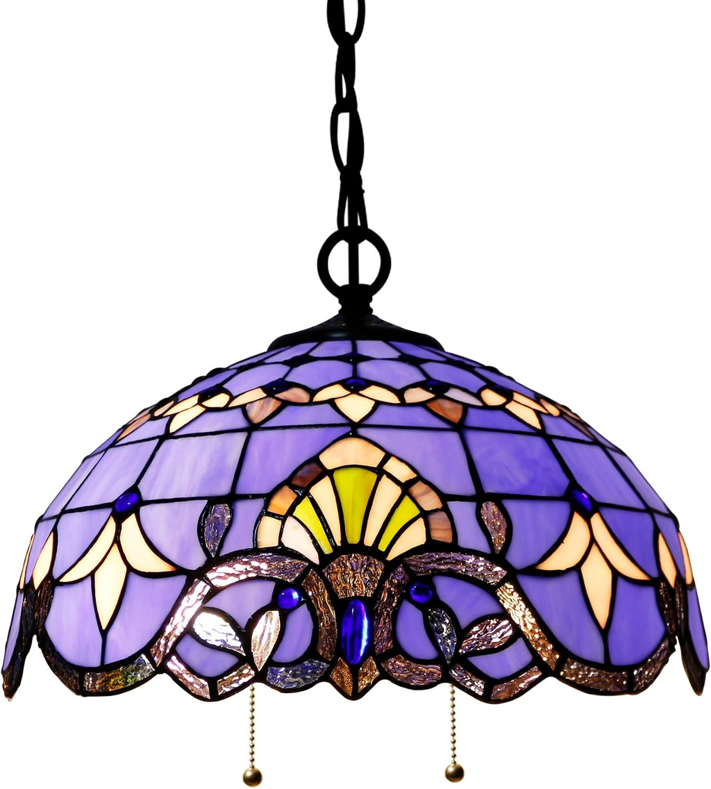 Large Tiffany Lamp Shade Replacement Only 16Inch Stained Glass Lampshade Fit For Table Lamps FLoor Lamp Ceiling Fixture Pendant Hanging Light Home Office Decoration (Blue Baroque)