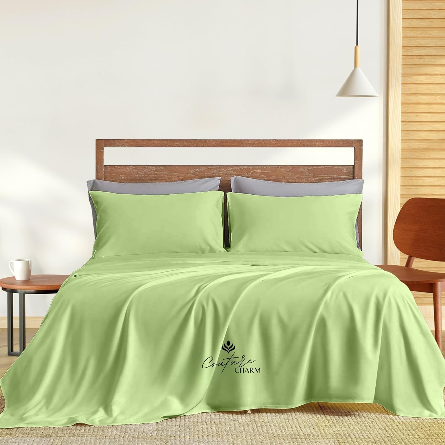 Queen Size 1000 Thread Count 100% Egyptian Cotton Sheet Set, 4-Piece, Sateen Weave, with 10-12'' Deep Pocket Snug Fit (Solid, Sage Green)