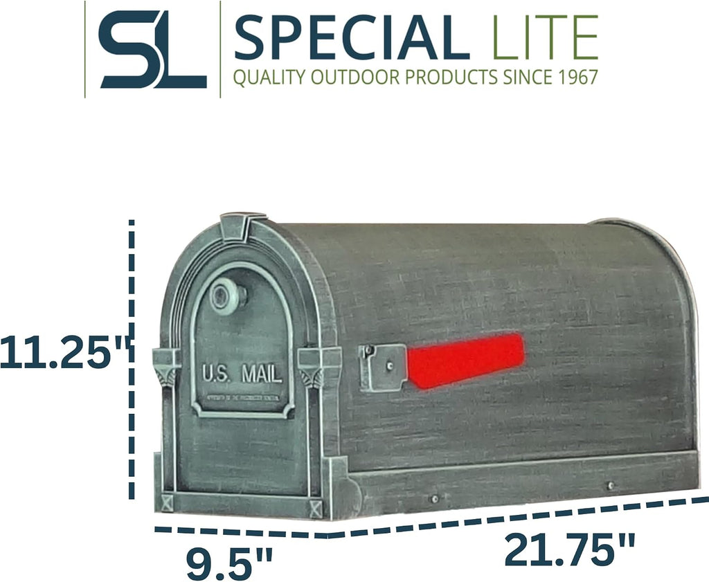 Special Lite Savannah Curbside Mailbox - Verde Green Aluminum Mailbox for Post Mount - SCS-1014-VG