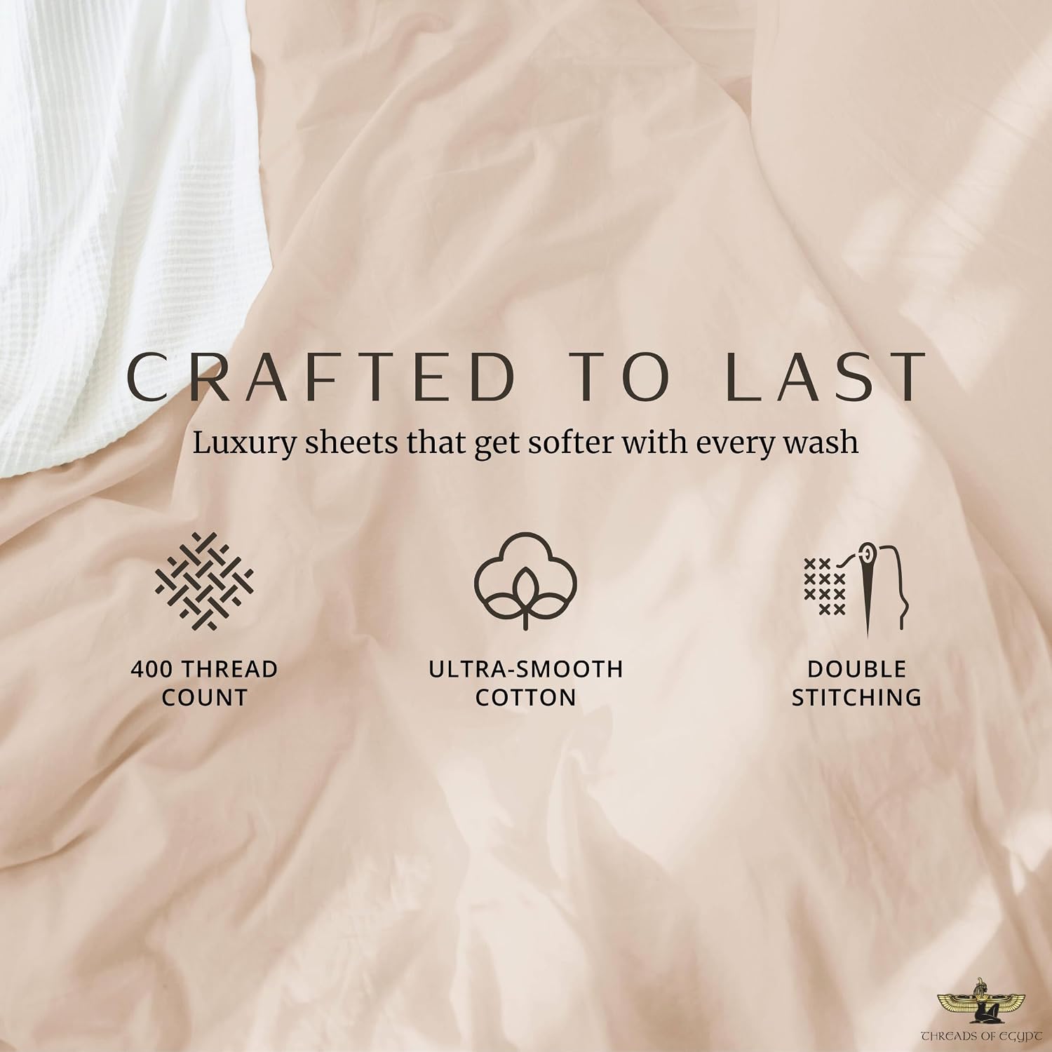 100% Egyptian Cotton Sheets Split King Size | 1200 Thread Count | CEA Gold Seal Certified | Ultra Soft | Cooling for Hot Sleepers | 18' Deep Pocket | Split King Size [Dune]