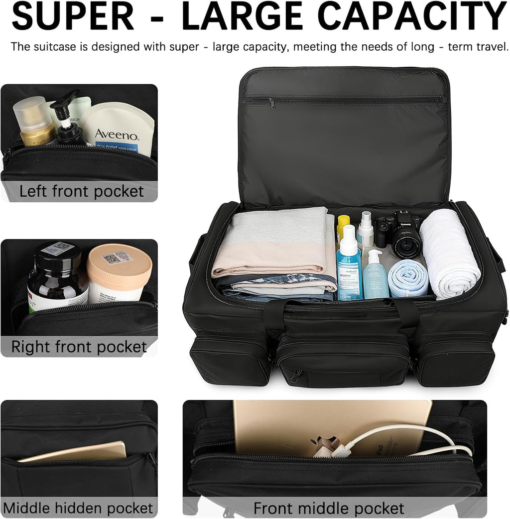 120L 3 Wheel Tactical Rolling Duffle Bag, Heavy Duty Military Deployment Luggage, 900D Waterproof Duffel for Camping Travel Outdoor Sports