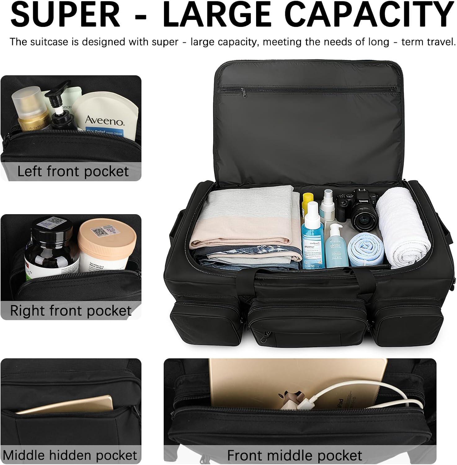 120L 3 Wheel Tactical Rolling Duffle Bag, Heavy Duty Military Deployment Luggage, 900D Waterproof Duffel for Camping Travel Outdoor Sports